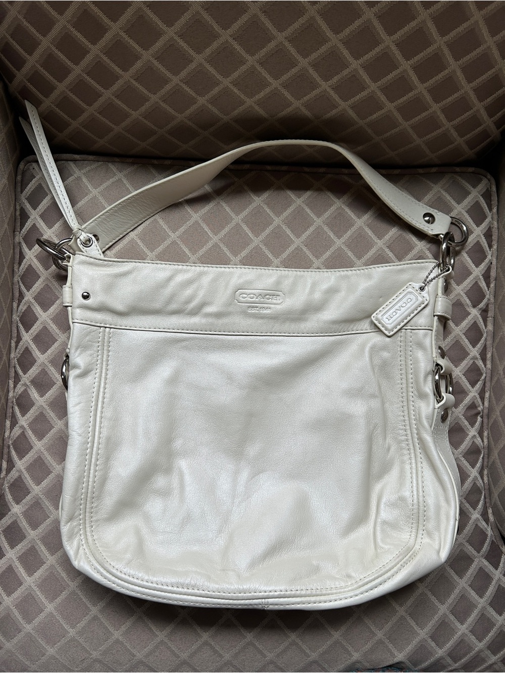 COACH Zoe White Leather Hobo Bag F14706